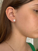 Brinco Solitário com Pedra Cristal Banhado a Ouro 18k