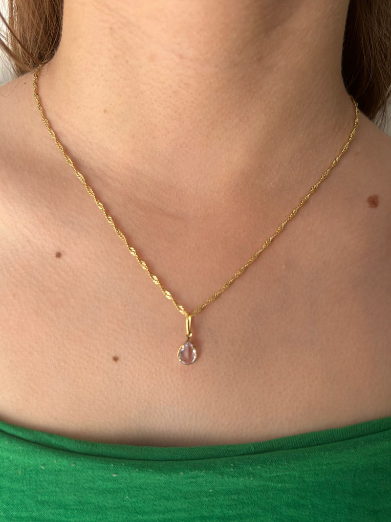 Corrente com Pingente Ponto de Luz Banhado a Ouro 18k