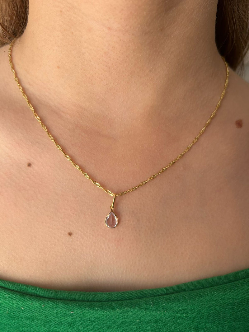 Corrente com Pingente Ponto de Luz Banhado a Ouro 18k