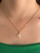 Corrente com Pingente Pedra Retangular Banhado a Ouro 18k