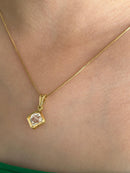 Corrente com Pingente Pedra Retangular Banhado a Ouro 18k