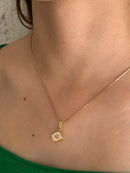 Corrente com Pingente Pedra Retangular Banhado a Ouro 18k