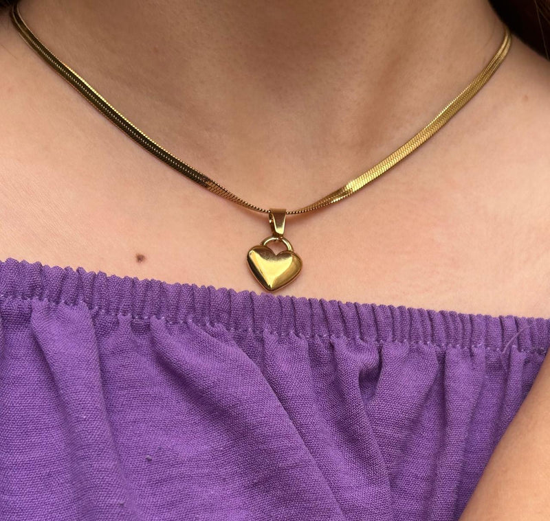 Colar Coração Fechado Folheado