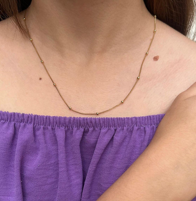 Corrente Veneziana com Bolinhas Banhado a Ouro 18k 45cm