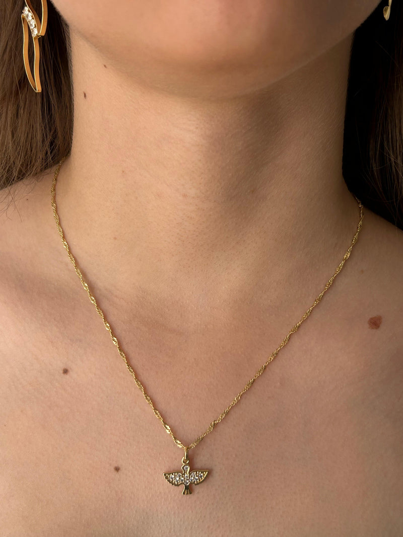 Corrente Divino Espirito Santo Banhado a Ouro 18k