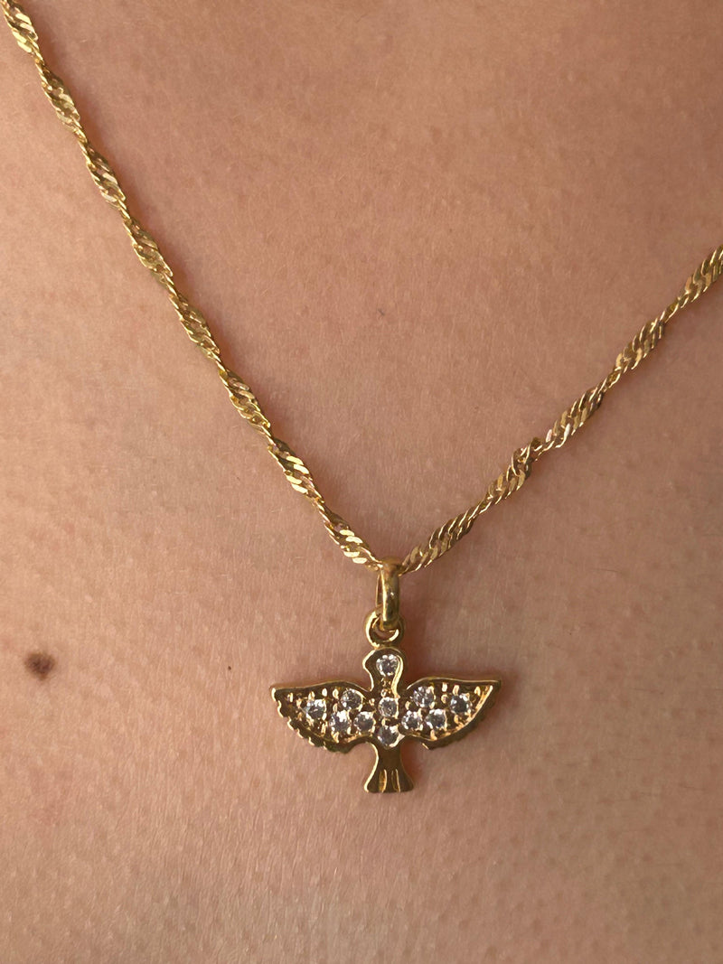 Corrente Divino Espirito Santo Banhado a Ouro 18k