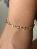 Pulseira Mini Corações de Cristais Banhado a Ouro 18k
