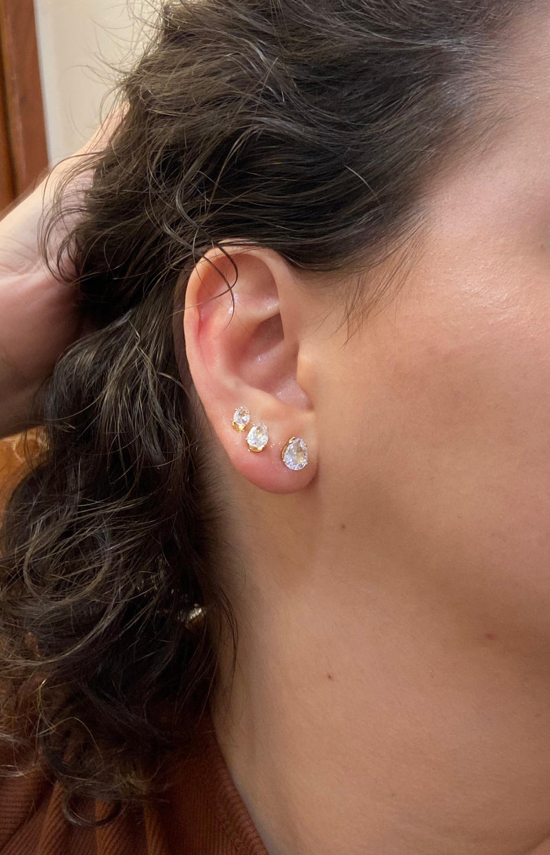 Trio de Brincos Ponto de Luz Banhado a Ouro 18k