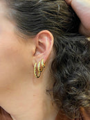 Trio de Brincos Argolas Essencial com Pedras Folheado