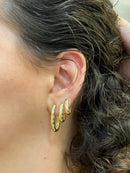 Trio de Brincos Argolas Essencial com Pedras Folheado