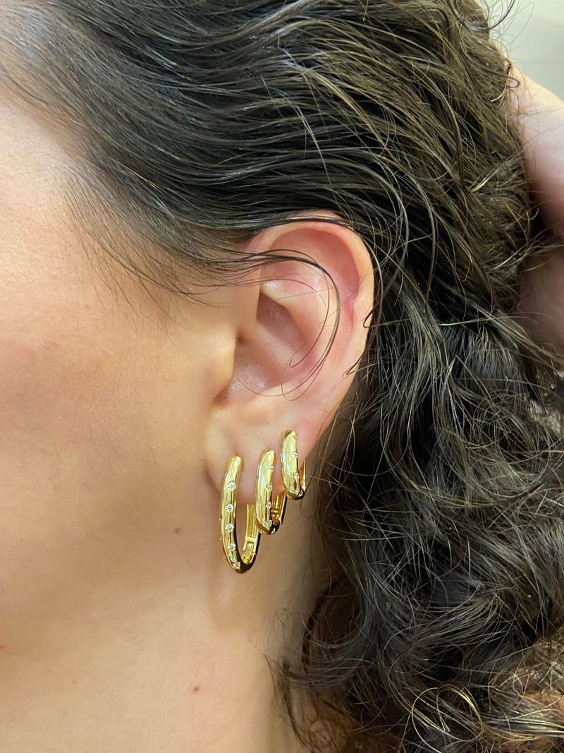 Trio de Brincos Argolas Essencial com Pedras Folheado