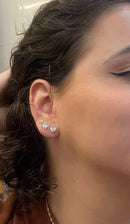 Trio de Brincos Ponto de Luz Gota Oval Banhado a Ouro 18k