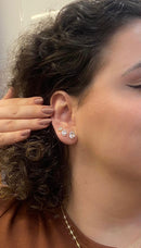 Trio de Brincos Ponto de Luz Gota Oval Banhado a Ouro 18k