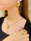 Conjunto Fênix Cristal Brilhante Banhado a Ouro 18k