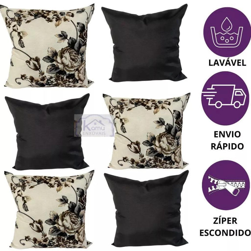Almofadas Kit 6 Peças Cheias Decorativas 48x48cm.