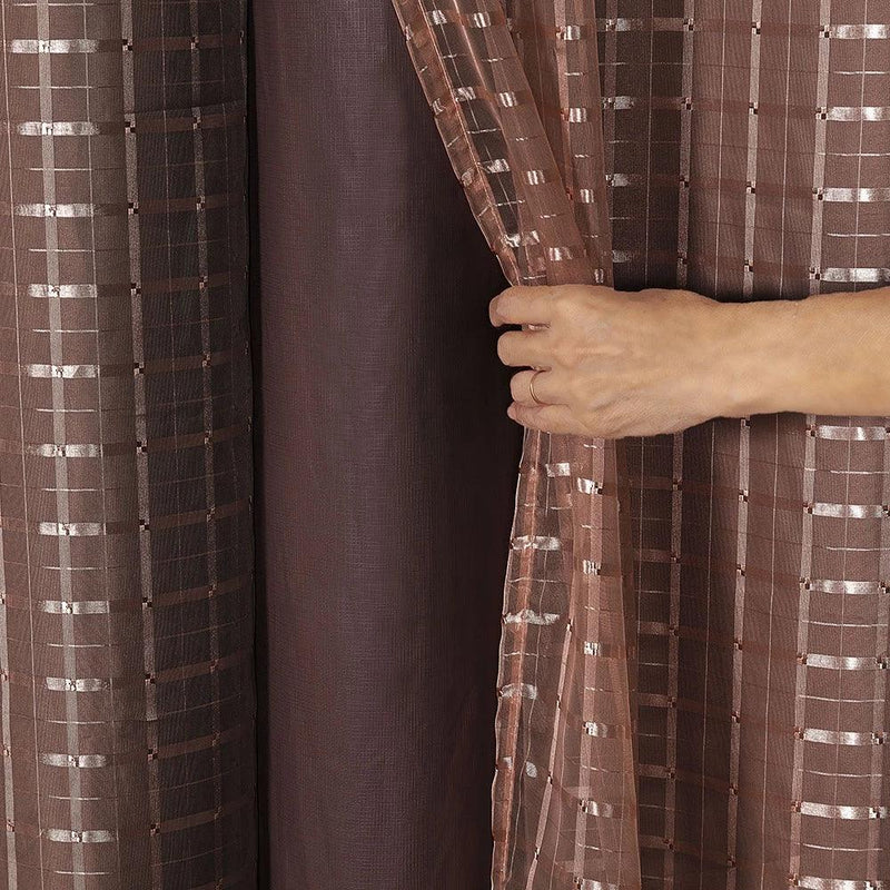 Cortina Blackout Com Voil Xadrez Corta Luz 2,00 m x 1,40 m.