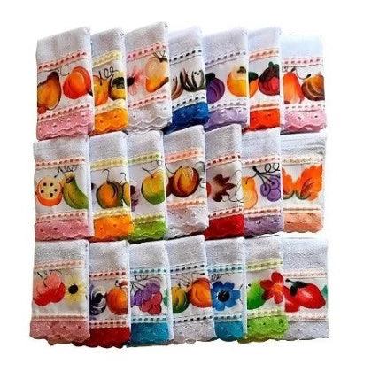Panos de Prato Pintado Bordado Aplicado Patchwork Kit com 10 Peças.