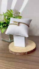 Bracelete Prego Inspiração Luxo com Pedras Folheado