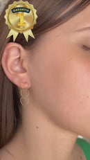 Brinco Pêndulo de Corações Banhado a Ouro 18K