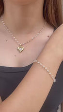 Conjunto Pedras de Vidro Facetado Banhado a Ouro 18k