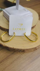 Brinco Argola Meia Lua Liso Banhado a Ouro 18k