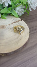 Anel Folhas Banhado a Ouro 18k Cravejado com Zircônia