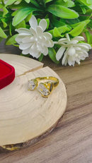 Anel Regulável Gota Luxo com Zircônias Banhado a Ouro 18k