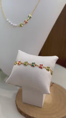 Pulseira Borboleta Color Banhada em Ouro 18k