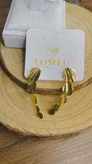 Brinco Orgânico Folhas Redondo Banhado a Ouro 18k