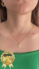 Corrente com Pingente Pedra Retangular Banhado a Ouro 18k