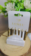 Trio de Brincos Argola Fechada Folheado