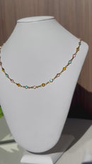 Colar Pedras Color Singela Banhado a Ouro 18k