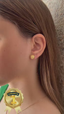 Brinco Botão Pontilhado Banhado a Ouro 18k