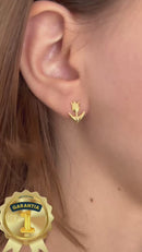 Brinco Mini Rosa Banhado a Ouro 18k