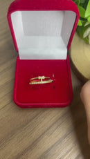 Anel 2 Aros com Laço Cravejado de Pedras Banhado a Ouro 18k