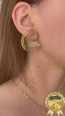 Conjunto Vazado Aspiral Banhado em Ouro 18k