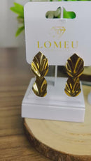 Brinco Folhas Pinçadas Banhada em Ouro 18k