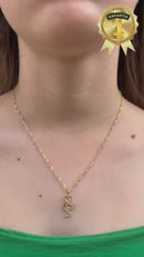 Corrente Pingente Gatinho com Zircônia Banhado a Ouro 18k