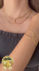 Colar gargantilha Elo Duplo Infinito Banhado a Ouro 18k