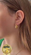 Brinco Argolinha Lisa Oval Banhado a Ouro 18k