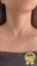 Corrente Grume Batida Diamantada Banhada em Ouro 18k 60 cm