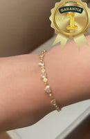 Pulseira Mini Corações de Cristais Banhado a Ouro 18k