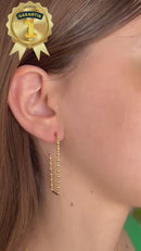 Brinco Argola Retangular Retorcida Banhada a Ouro 18k