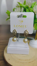 Brinco Pérola Base Vazada Banhado a Ouro 18k