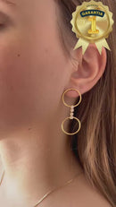 Brinco Duo Arcos com Cristais Banhado a Ouro 18k