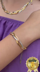 Conjunto Trançado 3 Fios Elegância Bicolor Folheado