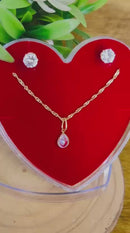 Conjunto Ponto de Luz Banhado a Ouro 18k