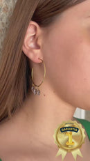 Brinco Argola com 3 Pedras Oval Lavanda Banhado em Ouro 18k