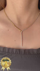 Colar Gravatinha Grume com Zircônia Banhada em Ouro 18k