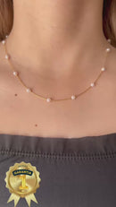 Colar Delicado com Pérolas Banhado a Ouro 18k